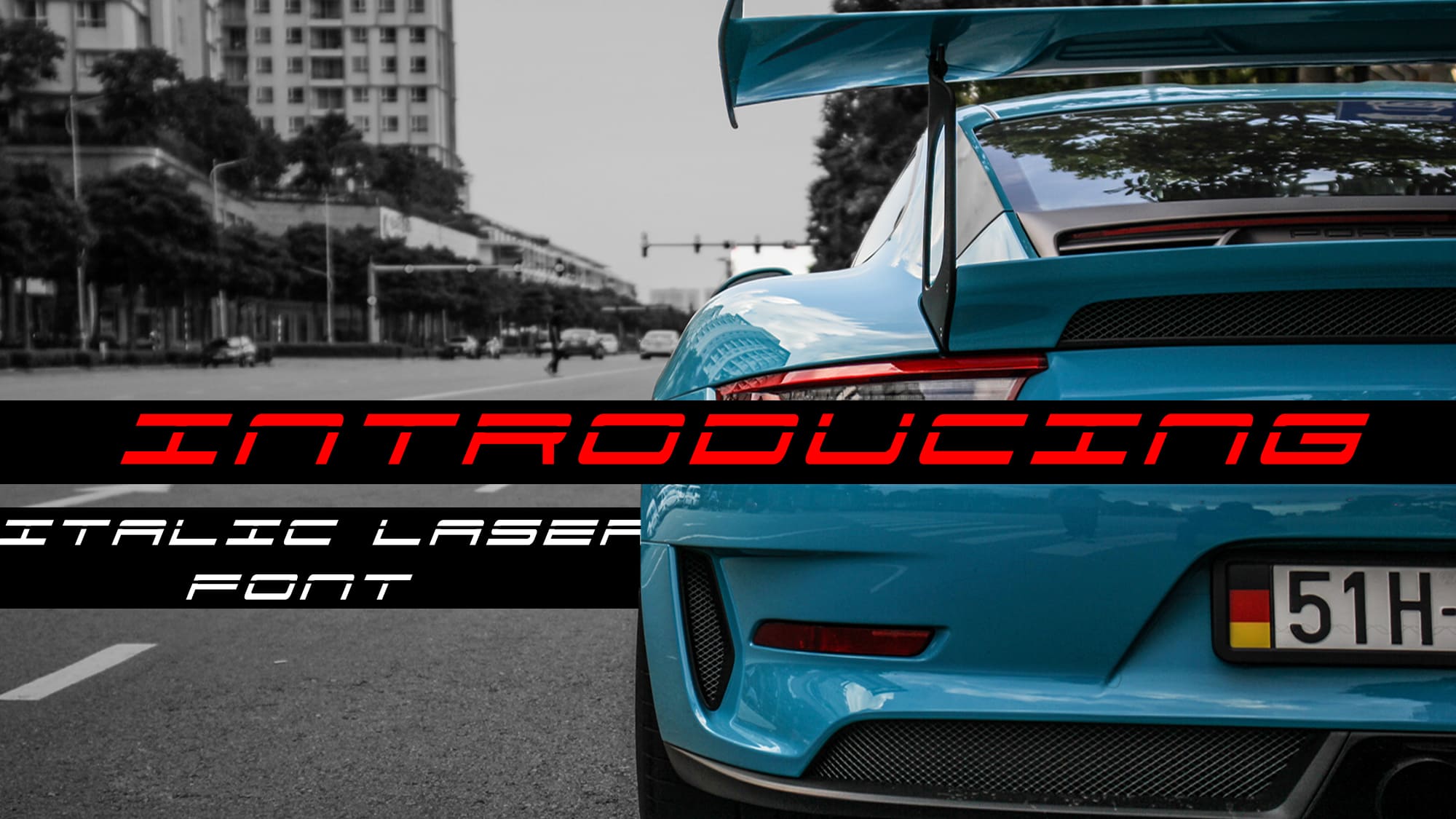 911 Porscha Laser Italic Font | Free Font Download | Download Thousands of Fonts for Free Sample Image