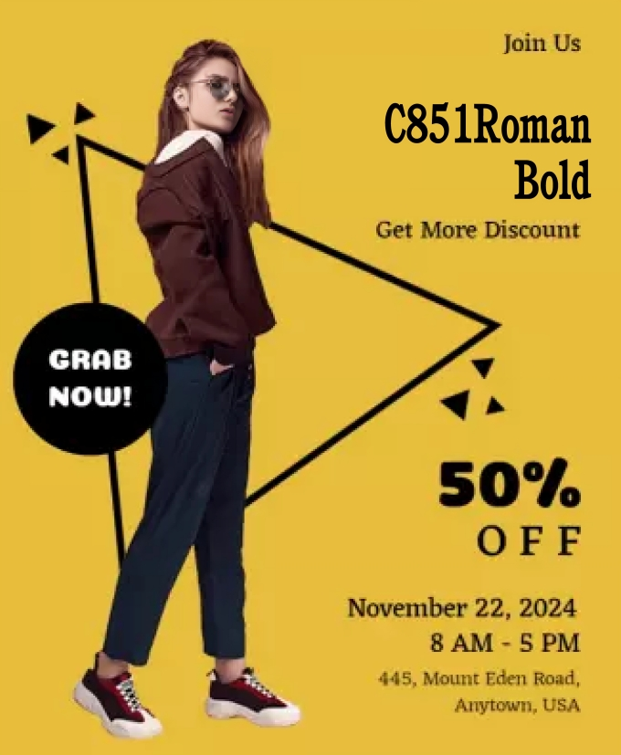 C851 Roman Bold Font | Free Font Download | Download Thousands of Fonts for Free Sample Image